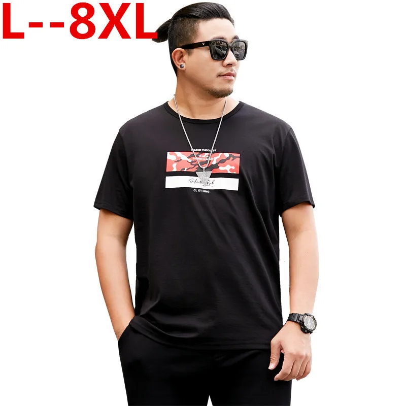 Большие размеры 8XL 6XL 5XL 4X Новая футболка с коротким рукавом мужская брендовая