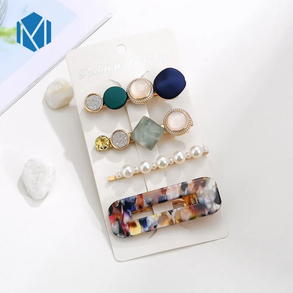 M MISM INS стильные Acecate жемчужные заколки для волос для женщин Modish винтажные мраморные заколки для волос для девочек модный Набор шпилек