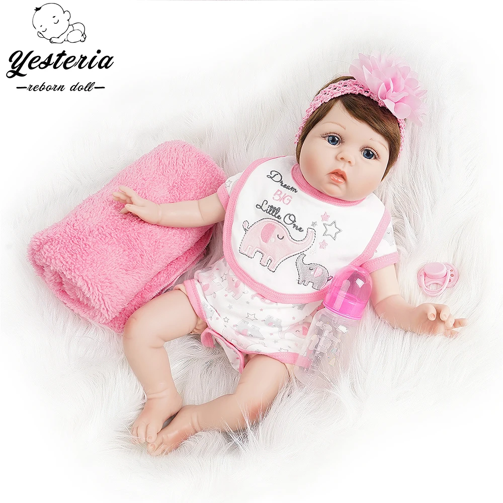 55 см Reborn Baby Doll девочка с одеялом силиконовый винил новорожденный светильник