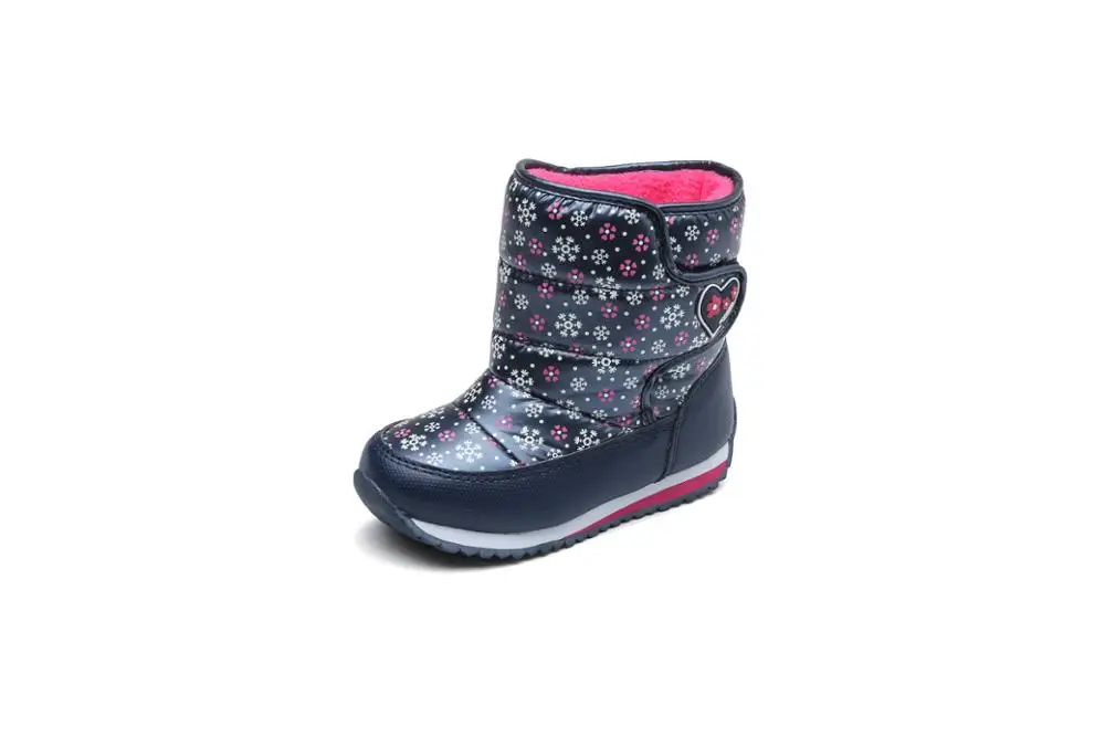Boys and girls warm non-slip fashion tube cotton boots children waterproof thickening inner wool snow boots - Цвет: Синий