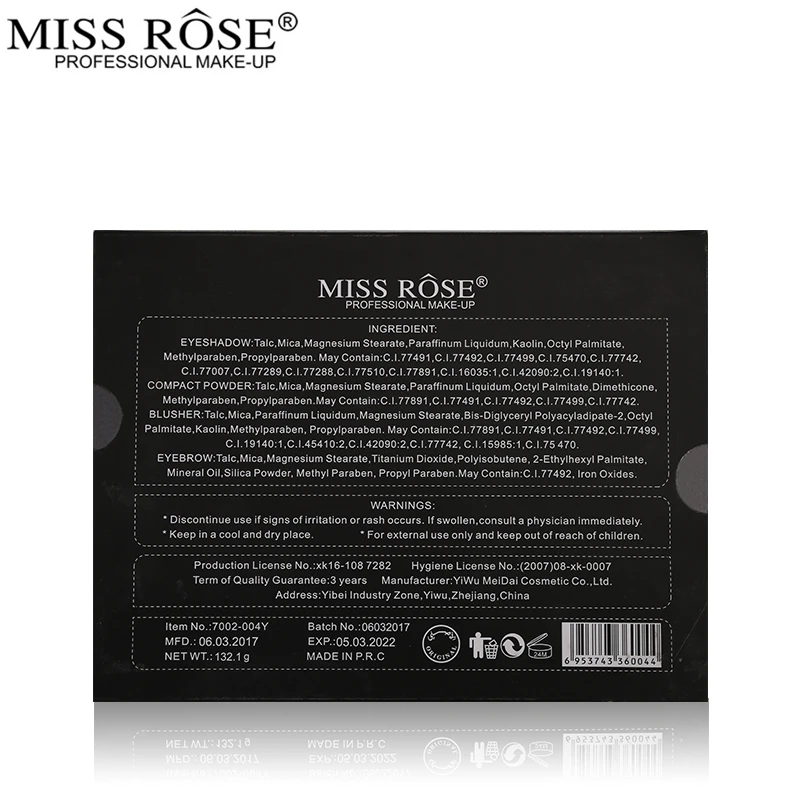 Miss Rose набор для макияжа профессиональный макияж набор 180 цветов матовый и мерцающий цветные тени для глаз палитра теней для век Палитра теней для век