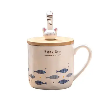 

Mugs Ceramic Cup Creative Cat Unicorn Mug with Spoon with Lid Breakfast Milk Cup Self Stirring Mug Cute Cup Wine Tumbler Tazas