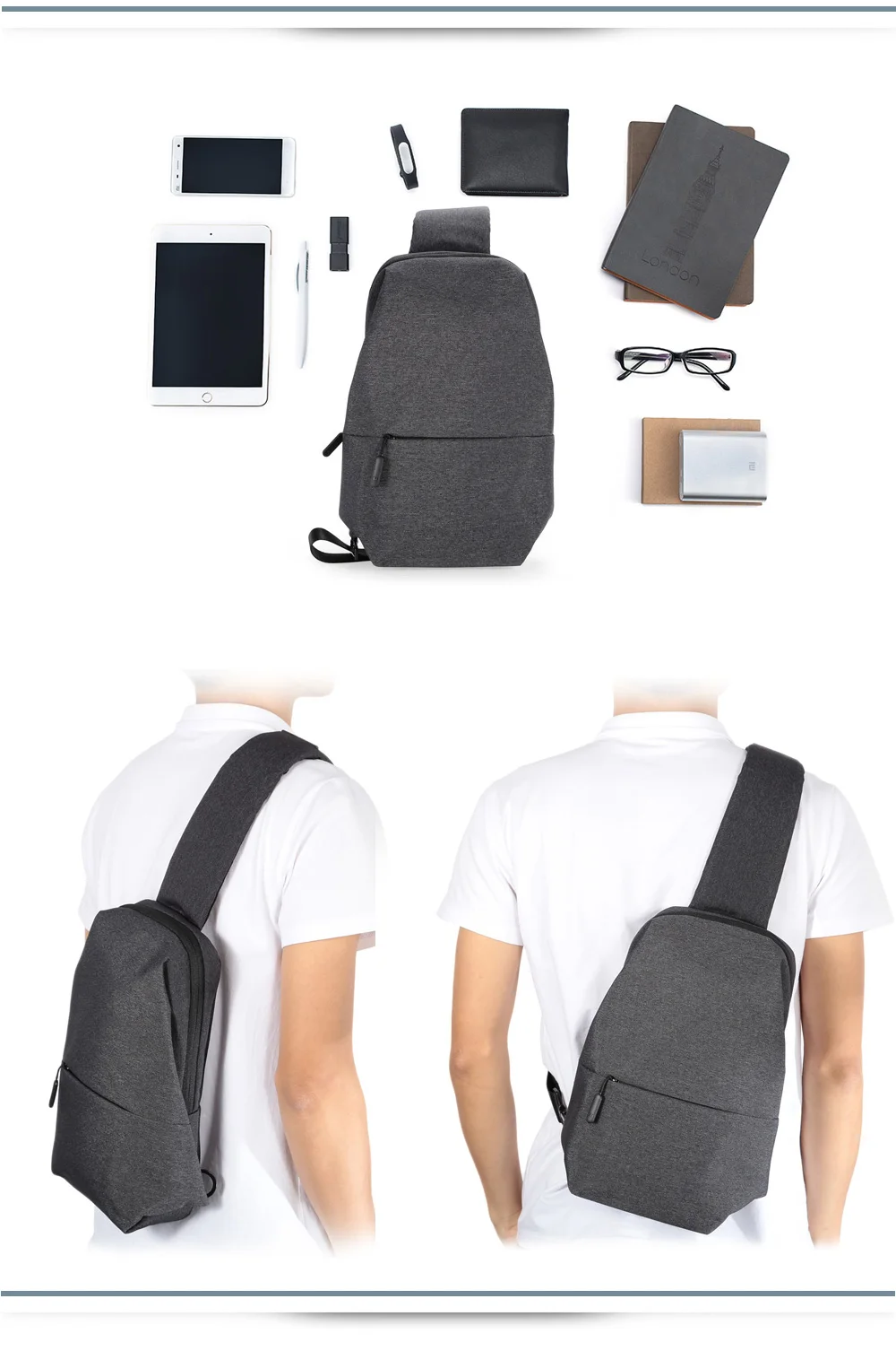 Xiaomi модный легкий рюкзак, городской рюкзак для отдыха и спорта, нагрудный рюкзак для мужчин и женщин, сумки на плечо, унисекс, рюкзак