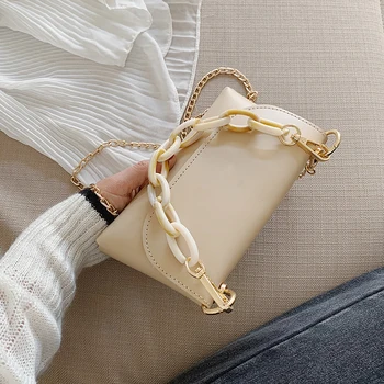 

Mini Ladies' Crossbody Bag Chain PU Leather Shoulder Messenger Bags for Women New Solid Color Female Summer Travel Flap Bag Sac