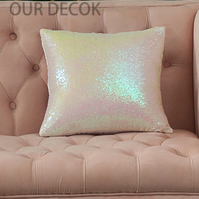 Luxurious Mermaid Glitter Sequin Cushion Cover - 40x40cm Decorative Throw Pillowcase