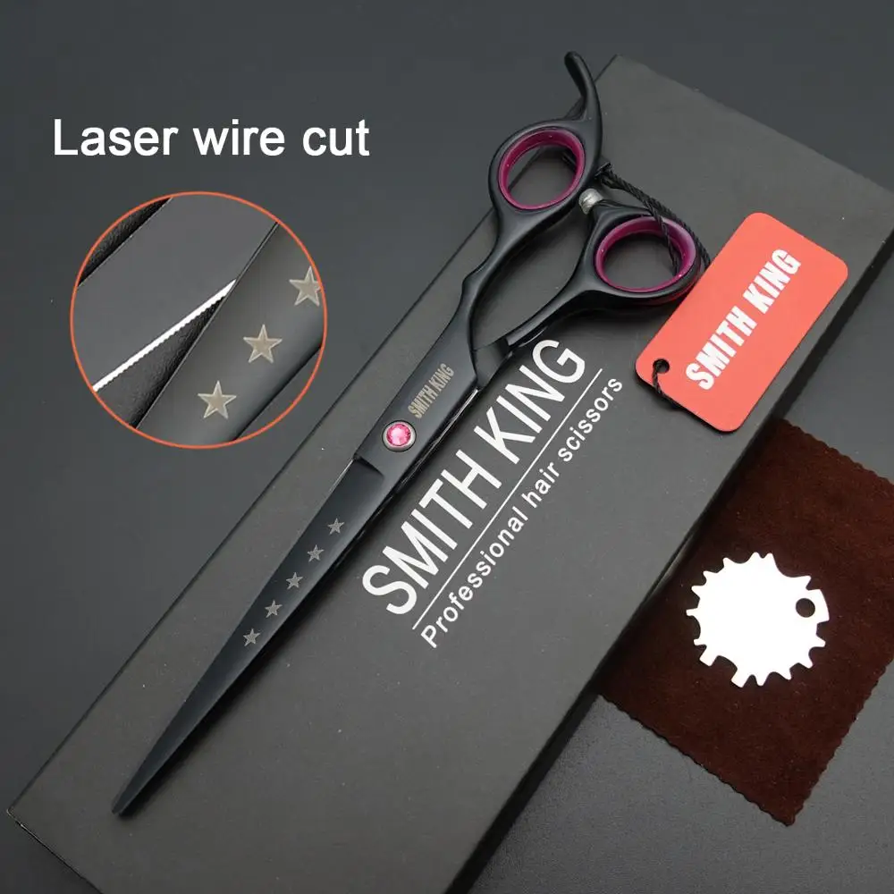 7 〞-Tijeras/Tijeras profesionales de peluquería, 7 pulgadas, láser, tijeras para cortar Cable, hoja dentada fina, diseño antideslizante
