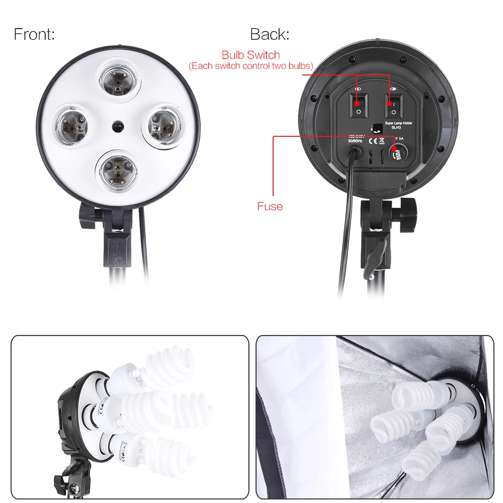 Andoer Photo Studio Lighting Kit Softbox 45W Bulb