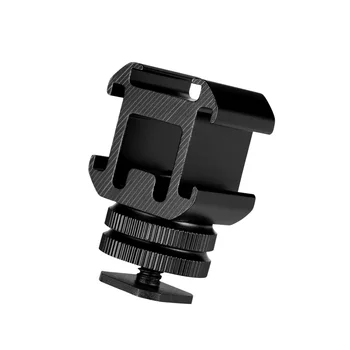 

Three Head Connect Hot Shoe Base Set Use On Camera Mount Microphone Extend Port Metal Professional Adapter For LED Video Light