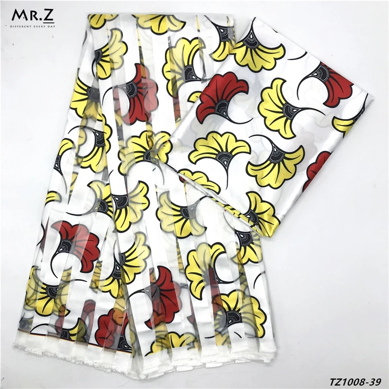 Mr. Z африканская ткань мягкая лента в полоску Шелковый материал высокое качество нигерийский воск принты Шелковый воск узоры ткани 4+ 2 ярда/комплект