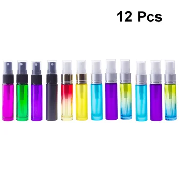 

12 Pcs 10ml Refillable Perfume Dispense Bottle Sprayer Colored Glass Empty Bottle for Essential Oil Aromatherapy (Mixed Color)