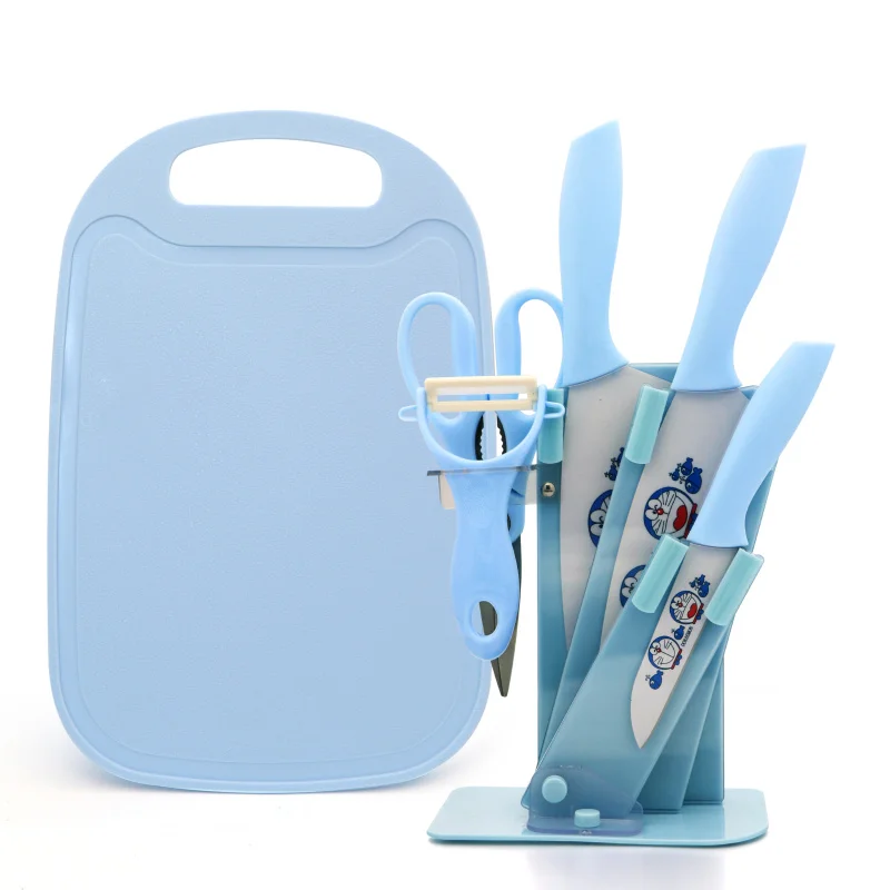 

7-Piece Kitchen Knife Set kids kitchen knives With Plastic Cutting Board Knife Gift Set Cooking Tools