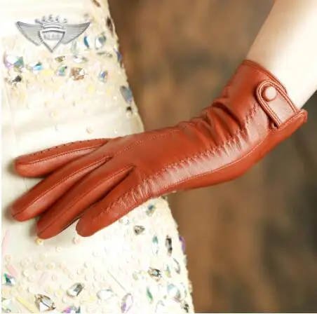 

25# hebilla de guantes elegantes de piel de oveja para mujer tendencia caliente