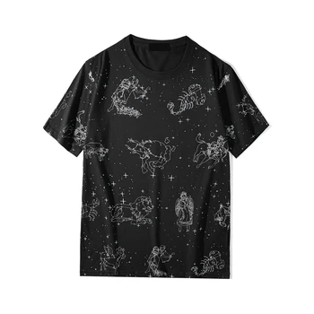 

MMJ Spring and summer 2020 new T-shirt diamond space 12 constellation short sleeve T-shirt cotton round neck loose trend T-shirt