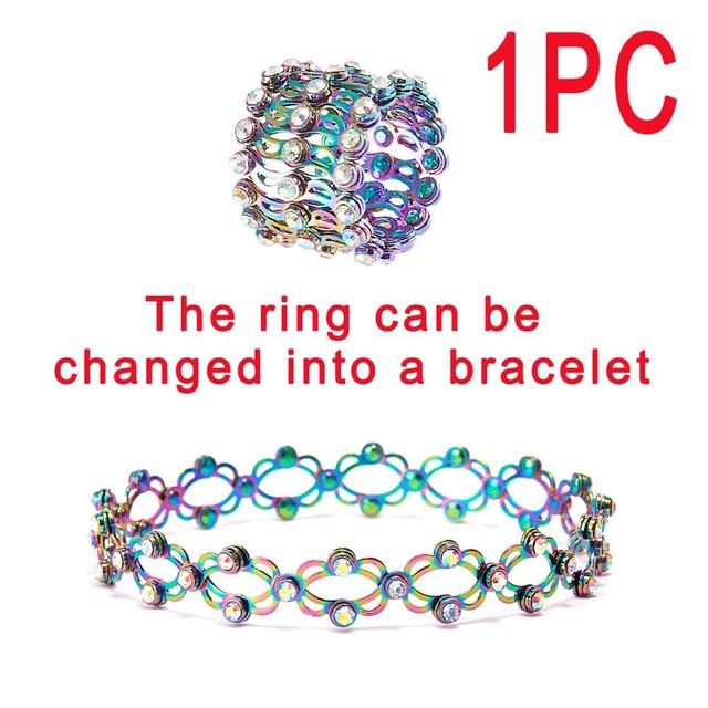 Design Magic 2-in-1Folding Retractable Ring Zircon Multilayer Twist Rings For Women Charm Fashion Jewelry Creative Xmas Gift