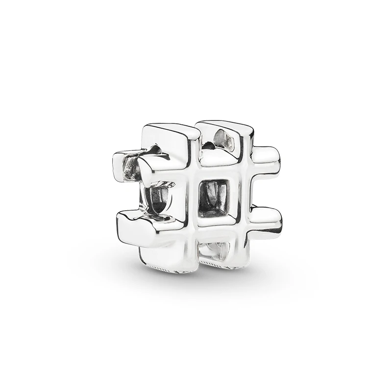 

XINHUI 2019 New Fashion HASHTAG SYMBOL CHARM Beads 100% 925 Sterling Silver Original Bracelet For DIY Jewelry For Women Gifts