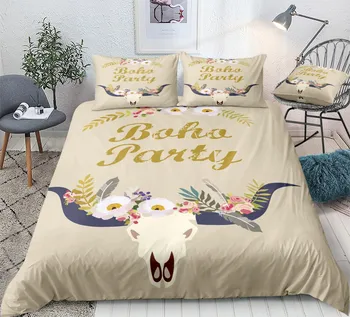 

Sheep Skull Bedding Set Retro Floral Style Duvet Cover Set Skull Beds Set Home Textiles Microfiber For Kids Girls Boy