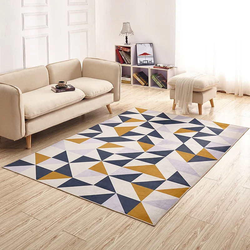 

Simple nordic 3d printing design rectangular area carpet children's play mat modern home decoration living room carpet floor mat