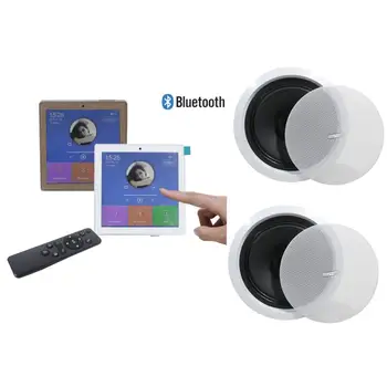 

Home audio system Mini touch screen wall amplifier with 2 pieces of 6'' ceiling speakers,Support USB/SD/AUX/FM radio/bluetooth