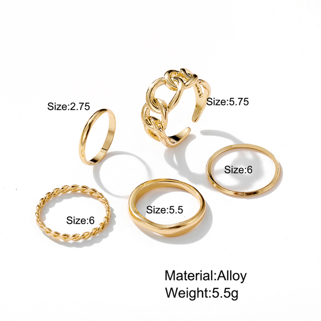 Punk Cool Hiphop Chain Rings Multi-layer Adjustable Open Finger Rings Set Alloy Man Rings for Women Party Gift Jewelry