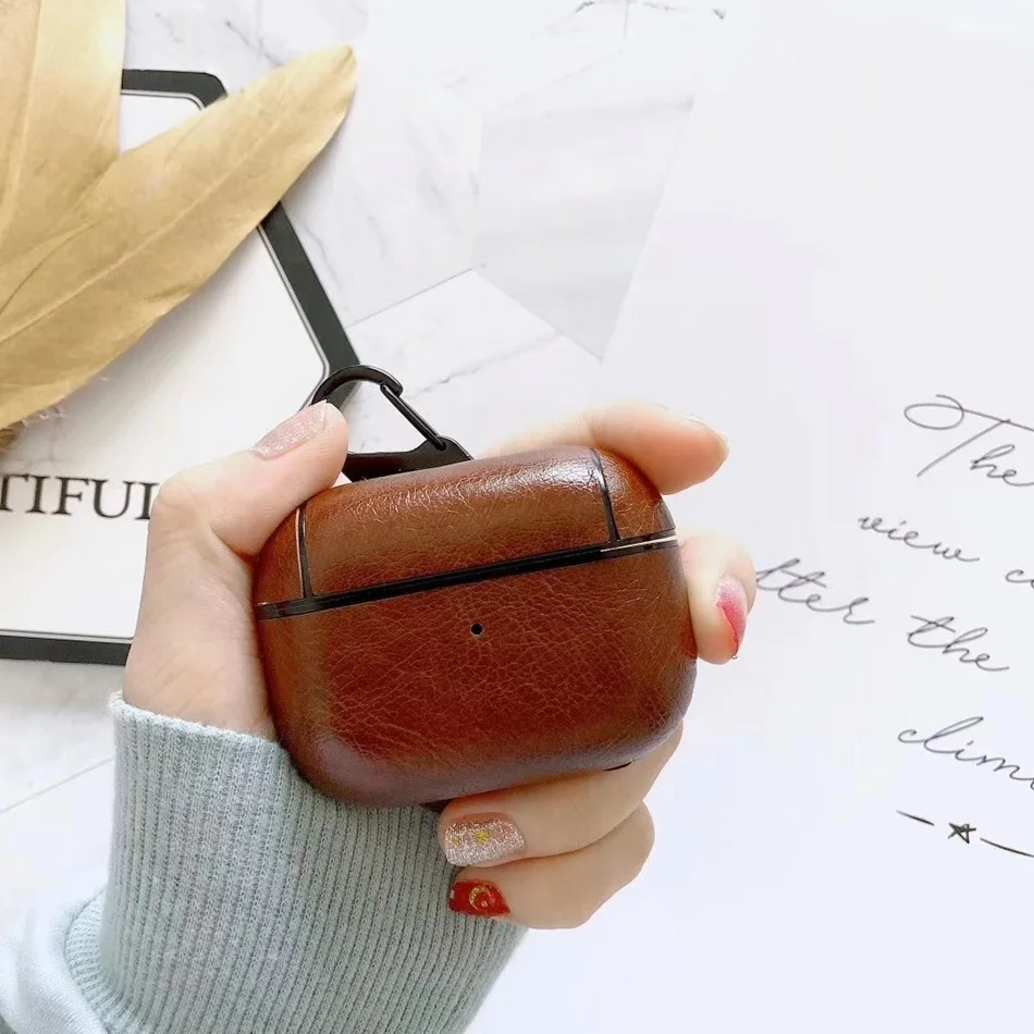 Deep Brown Axbety для AirPods Pro Чехол, роскошные наушники из искусственной кожи, чехол для AirPods Pro 3, одноцветная гарнитура, зарядная коробка, сумка, защитный чехол - Цвет: Deep Brown