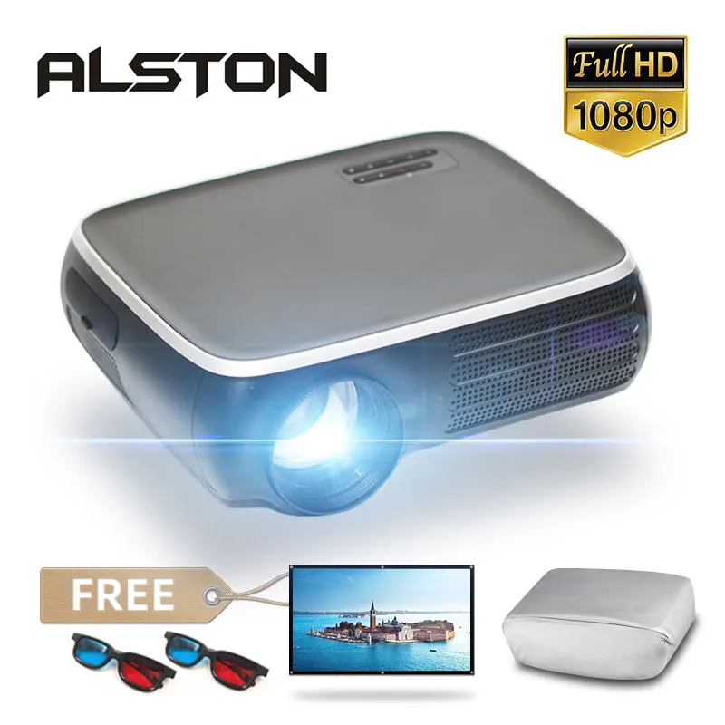 Проектор ALSTON M8S, Full HD 1080P, 4K, 7000 лм, Android, Wi Fi, Bluetooth, HDMI|Проекторы для домашнего кинотеатра| | АлиЭкспресс