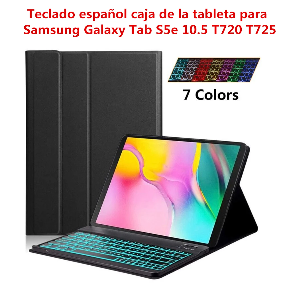  Spanish Keyboard Case For Samsung Galaxy Tab S5e 10.5 T720 T725 Wireless Backlit Keyboard Tablet Ca