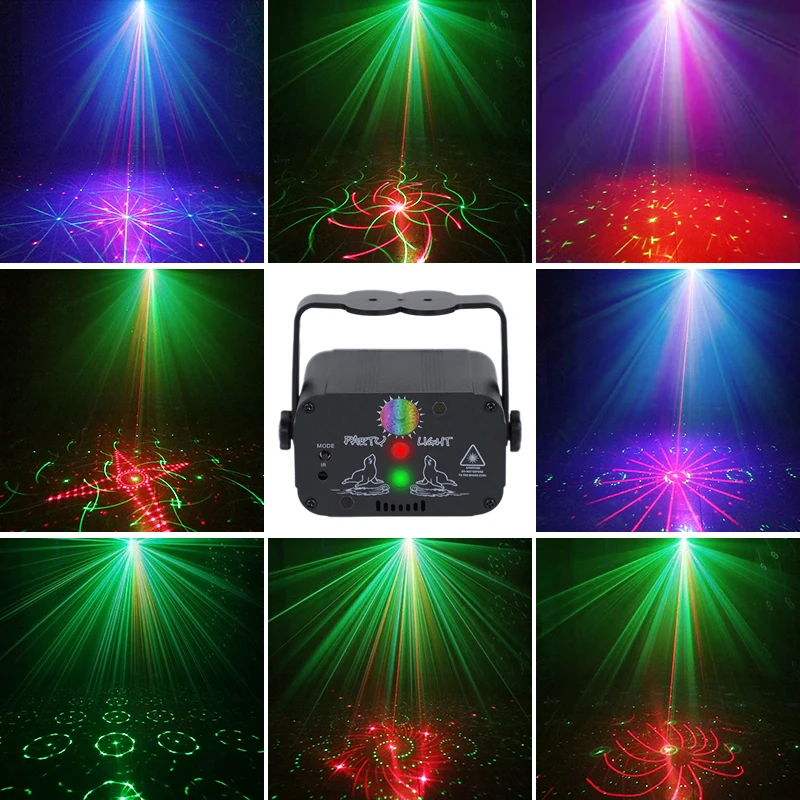 Disco Light RGB Sound Activated Laser DJ Party Lights USB Strobe Projector  Dmx Flashing Ball Stage Lamp KTV Club Home Christmas