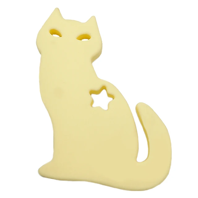 Cream Yellow Chenkai 10 шт. BPA бесплатно силиконовые грызунок с котом сенсорные жевательные животные прорезывание зубов пищевая оценка для DIY младенческой сенсорной игрушки и подарки - Цвет: Cream Yellow