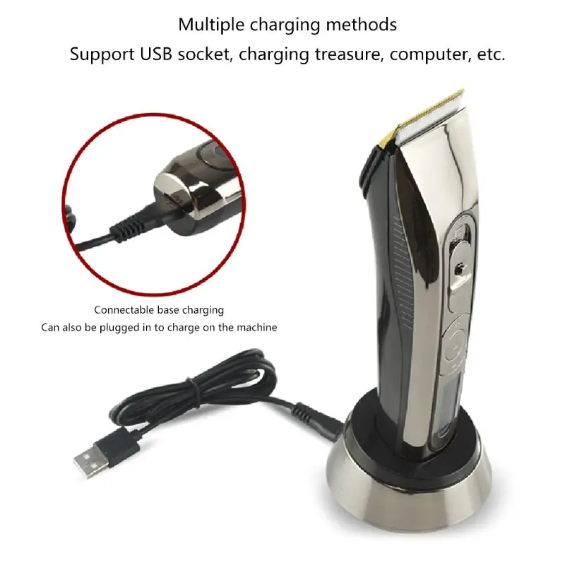 Ceramic Titanium Alloy Blade Hair Trimmer Clipper USB Rechargeable Electric Razor Beard Shaver with