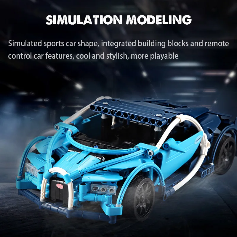 Baratos Cada 419 Uds RC coches de carreras deportivos azules DIY modelo bloques de construcción legoing city Technic Series Control remoto vehículo juguetes para chico