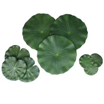 

Pack Of 9 Artificial Floating Foam Lotus Leaves Water Lily Pads Ornaments Green | Perfect For Patio Koi Fish Pond Pool Aquariu
