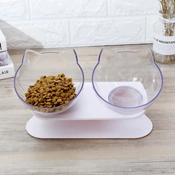 

Hot Pet Antiskid Double Food Water Bowls With Raised Stand Pet Food Water Feeder Bowl Cats And Small Dogs Feeding Supplies