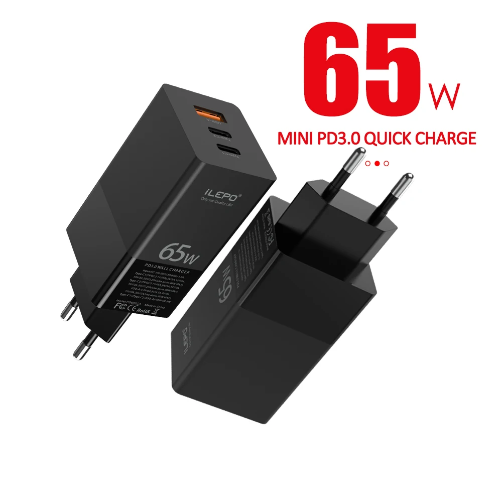 Ган 65 Вт USB C быстрое зарядное устройство с функцией быстрой зарядки QC4.0 PD3.0 PD USB-C