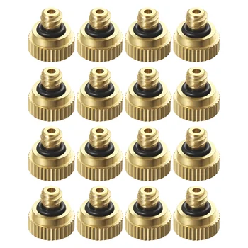 

16pcs Misting Nozzles Brass Low Pressure Misting Nozzles Watering Spray Head Sprinkle For Outdoor Cooling System 0.3cm Orifice