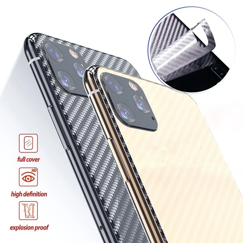 Углеродное волокно задняя наклейка с защитой экрана пленка для iPhone 11 Pro XS Max XR X 8 7 6