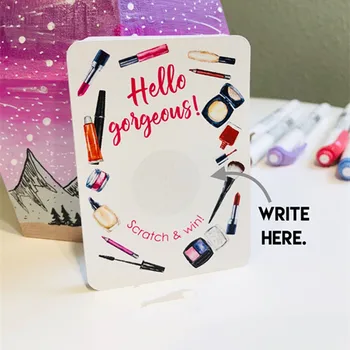 

Personalize Thank You Cards, Make Up Artist Business Cards, Scratch Off Cards, Custom Text Social Media Card