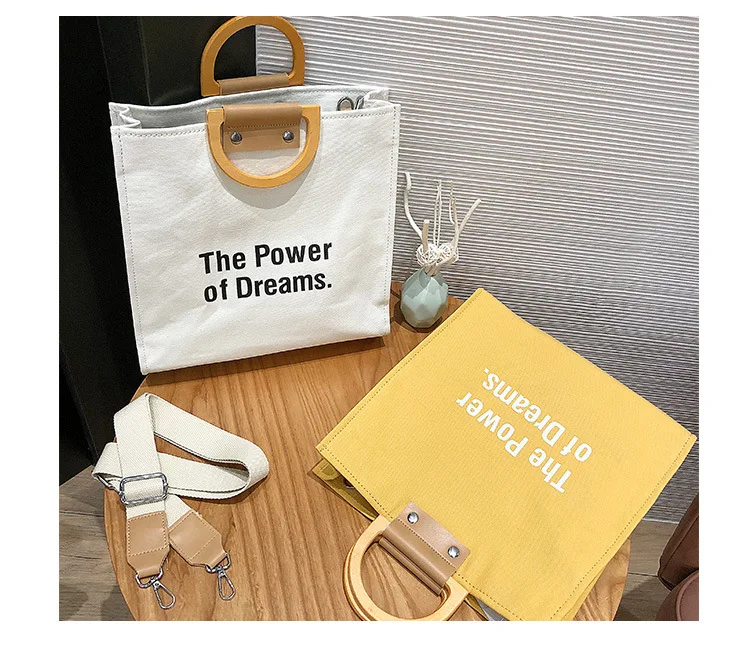 INS Literature And Art Shoulder Bag Lettered Single-shoulder Canvas Bag Women's New Style Canvas Bag Large Bag Handbag on B