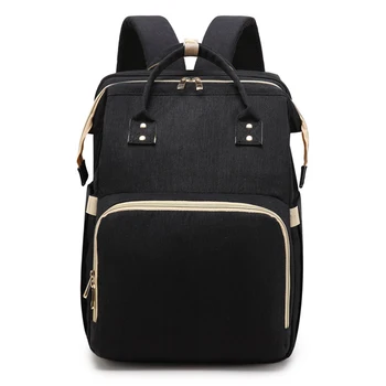 

Zipper Folding Crib Sundries Organizer Insulated Mom Backpack Travel Portable Waterproof Baby Care Diaper Bag Outdoor 2 In 1