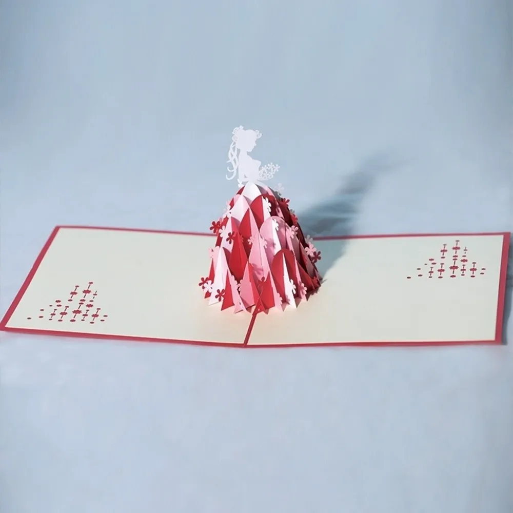  1PC 3D Laser Cut Stereoscopic Bride Shaped Card Handmade Wedding Greeting Invitations Card Hollow P - 4000266438553