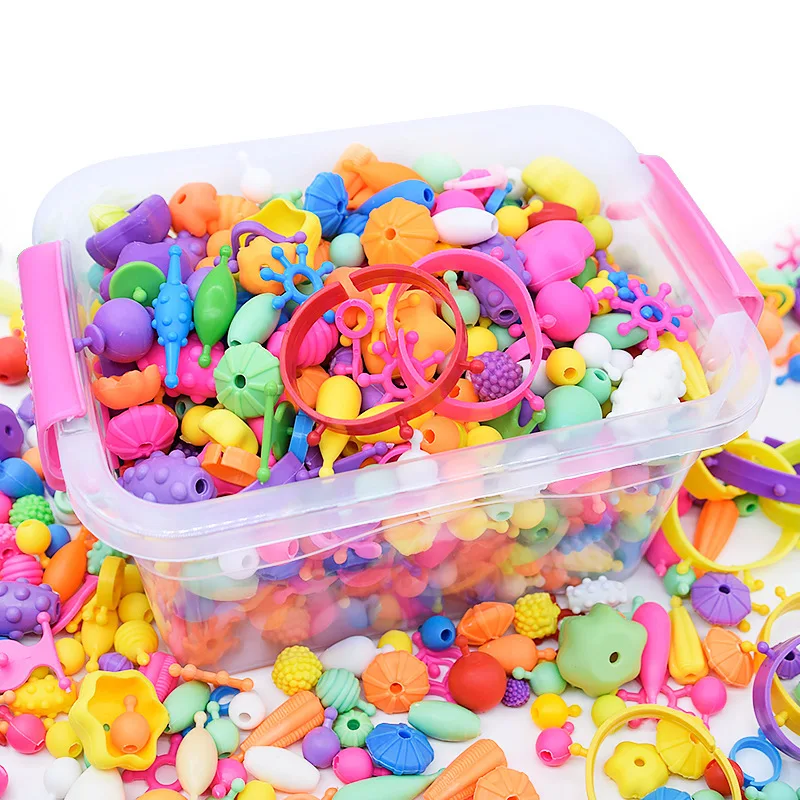 1000 pièces Pop Snap perles Kit réutilisable collier à faire soi-même Bracelet anneau enfant en bas âge jouet faisant collier Bracelet et anneau cadeau pour fille