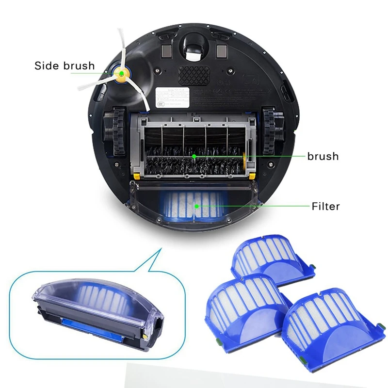 Аксессуар для iRobot Roomba 600 серии 610 614 620 630 650 660 680 690 536 551 552 564 585 589 595 фильтр боковая щетка комплект