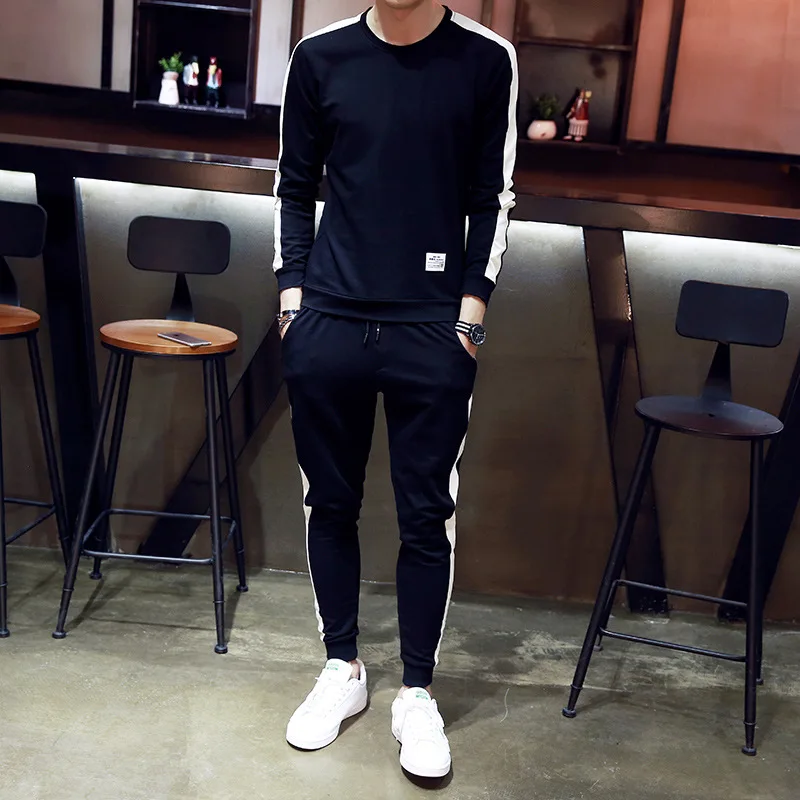 

2017 Autumn Clothing New Style MEN'S Hoodie Sports Set Korean-style Trend Contrast Color Edge Casual Handsome Youth Harem Pants