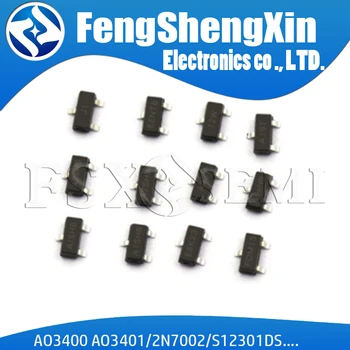 

50pcs/lot AO3400 A09T AO3401 A19T 2N7002 S12301DS A1SHB SI2302 A2SHB BSS138 BSS84 MMBF170 IRLML6401 IRLML6402 CJ2302 CJ2306