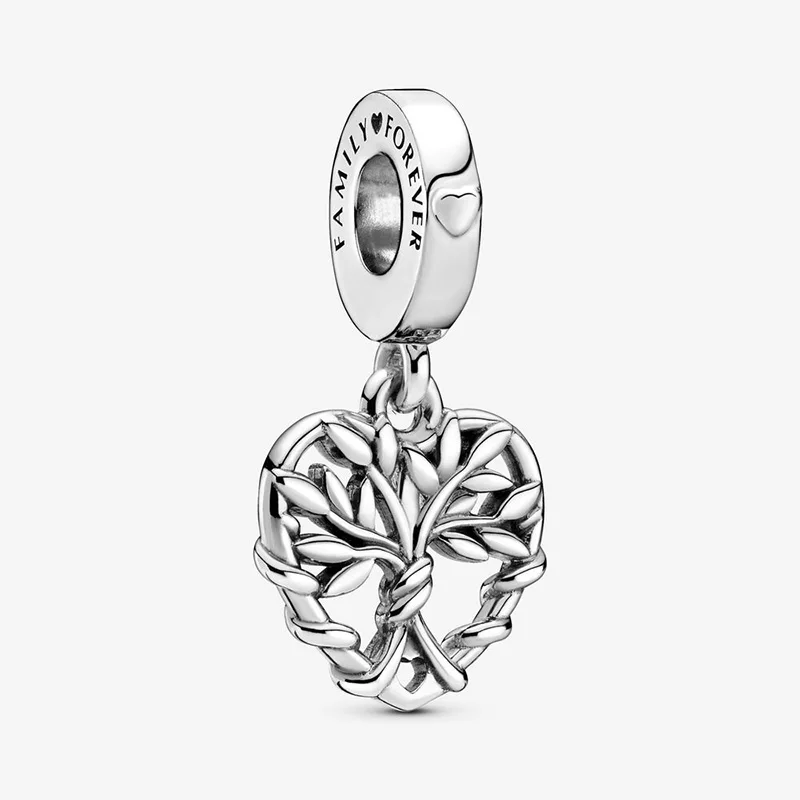 

2020 Winter New 925 Sterling Silver Beads Heart Family Tree Dangle Charm fit Original Pandora Bracelet Christmas Jewelry