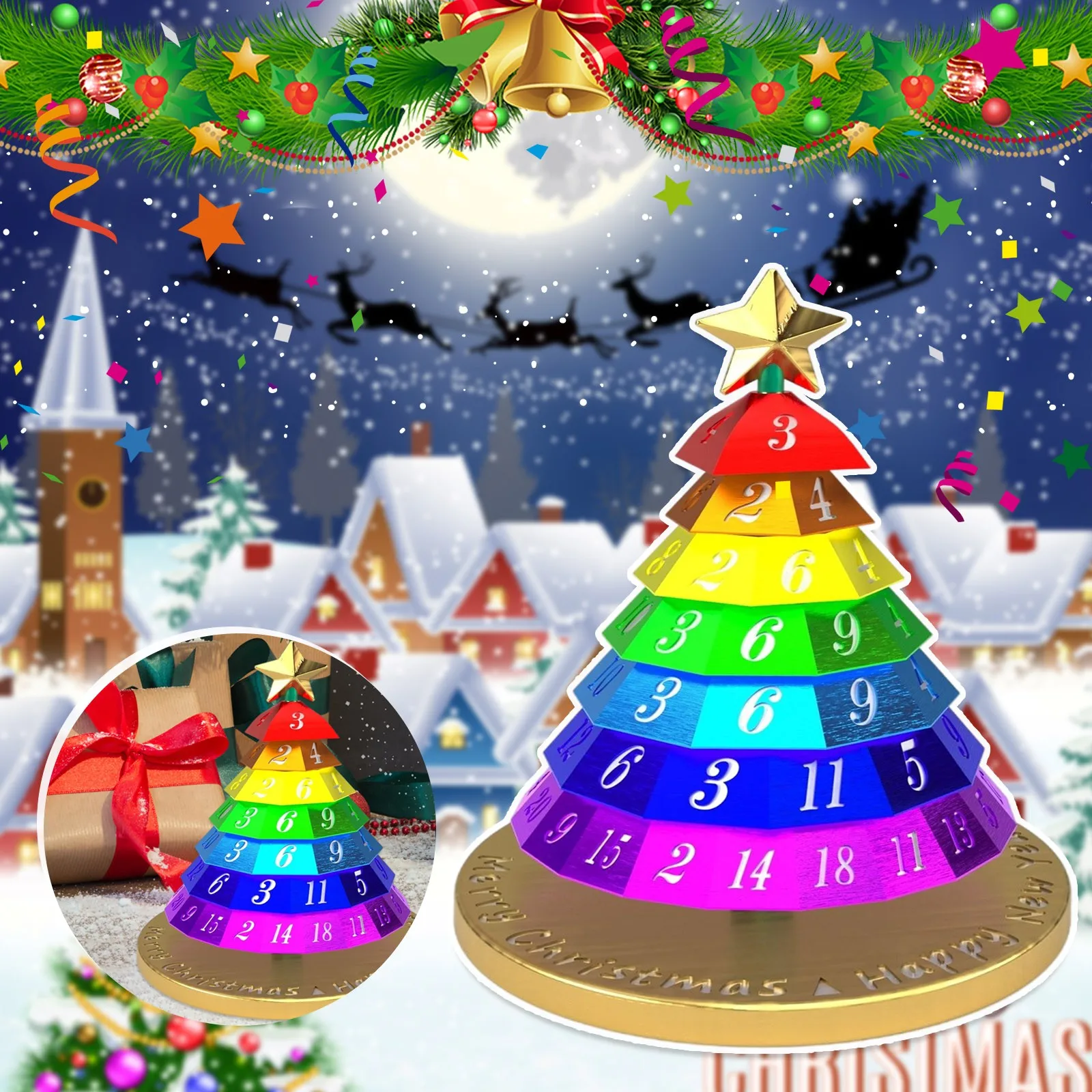New Year 2022 Rainbow Christmas Tree Advent Countdown 24Days Calendar Xmas Tree Craft Gift Christmas Decorations For Home Happy _ - Aliexpress Mobile