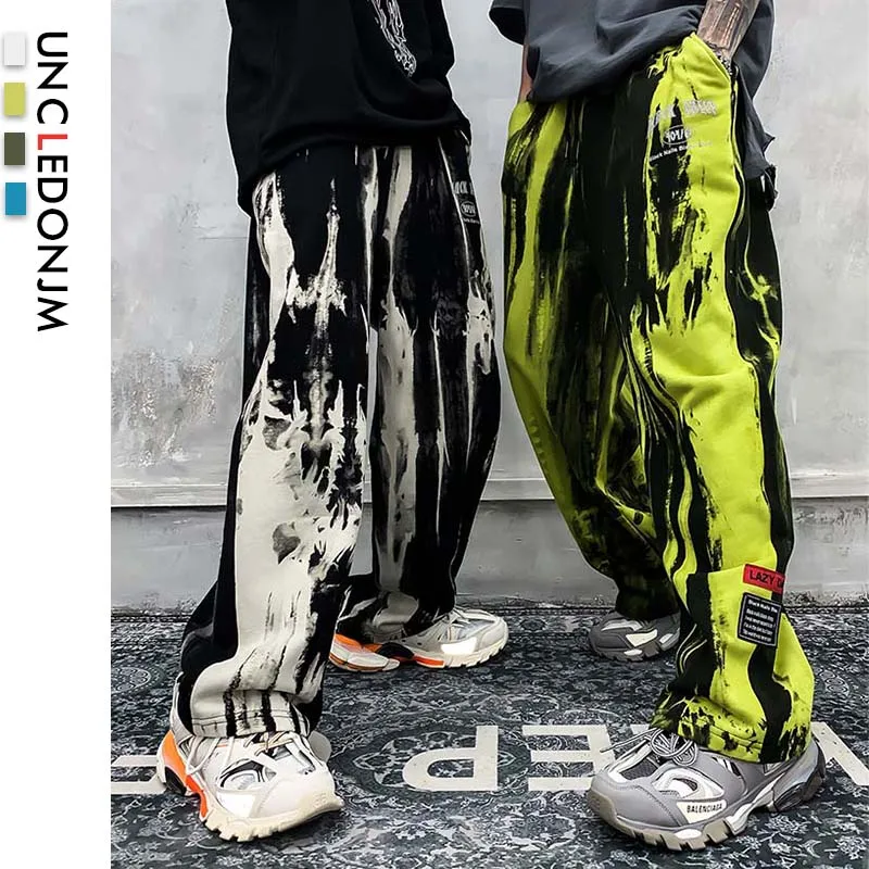 Deals UNCLEDONJM Tie Dyed Suits 2 Pieces Men's Casual Pullover Cotton Men tracksuit Hoodies Autumn Winter Set Men Hip hop Suits