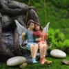 Romantic Couple Figurines Swing Flower Fairy Garden Micro Landscape Pendant  Resin Craft Creative Scene Decoration ► Photo 3/6