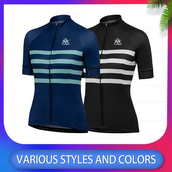 

2020 NEW Fashion Women's Team Cycling jersey Short Sleeve Wayward MTB Cycling Kit Color Stripes Breathable Road Bike Clothes