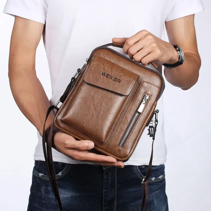 Leather-look cross-body bag for men