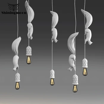 

Modern Creative Resin Squirrel LED Pendant Light Nordic Design Children's Room Dinning Room Pendant Lamp Home Deco Light Fixture